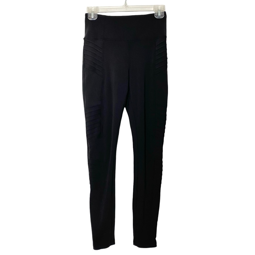 Athleta Delaney Moto Tights Leggings Womens Size XS Black Pants High Rise Waist